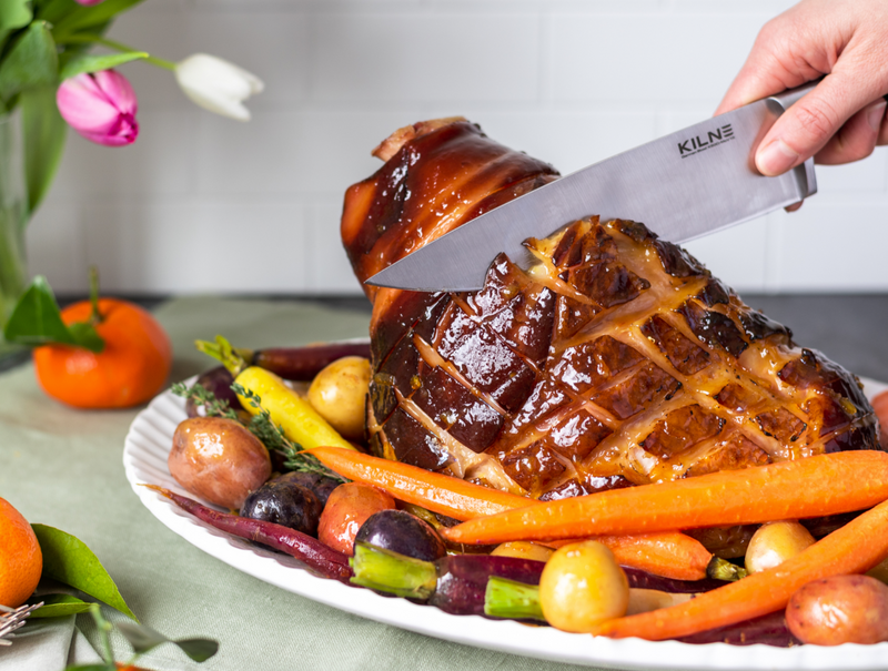 One Pan Marmalade Dijon Glazed Ham with Rainbow Vegetables